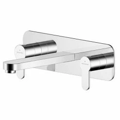 Asquiths Bathrooms Asquiths Sanctity Wall Mounted Basin Mixer (3TH) With Backplate - TAA5115