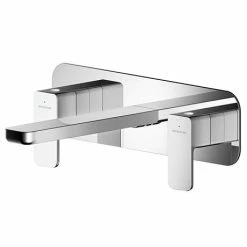 Asquiths Bathrooms Asquiths Tranquil Wall Mounted Basin Mixer (3TH) With Backplate - TAD5115